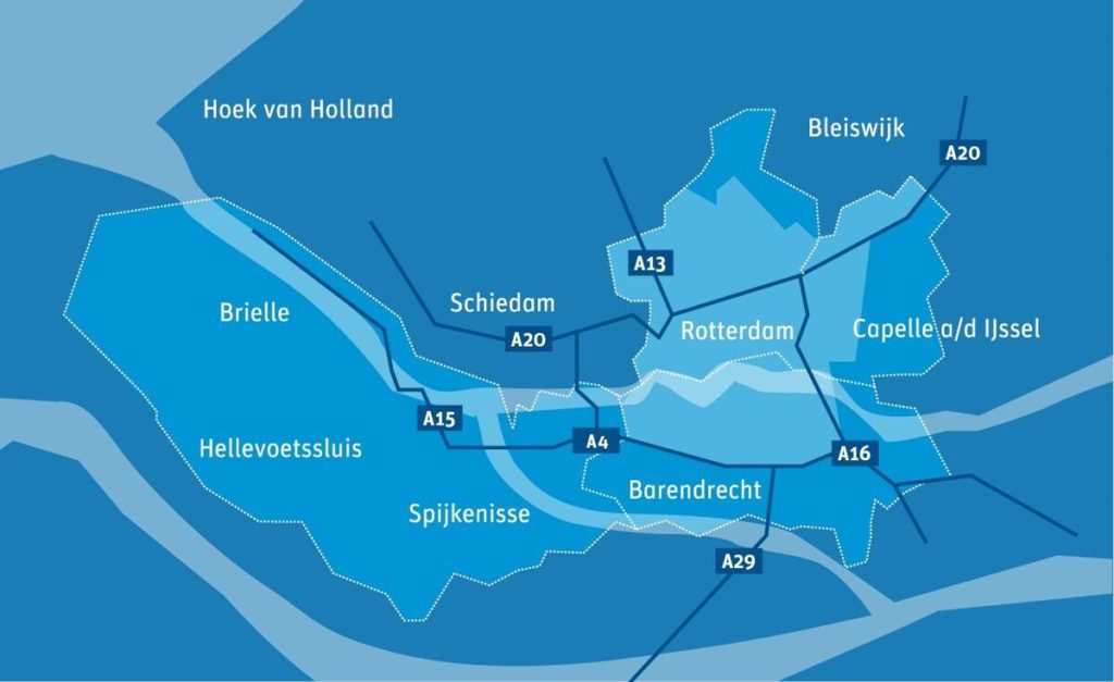 Werkgebied van Huisartsenposten Rijnmond.