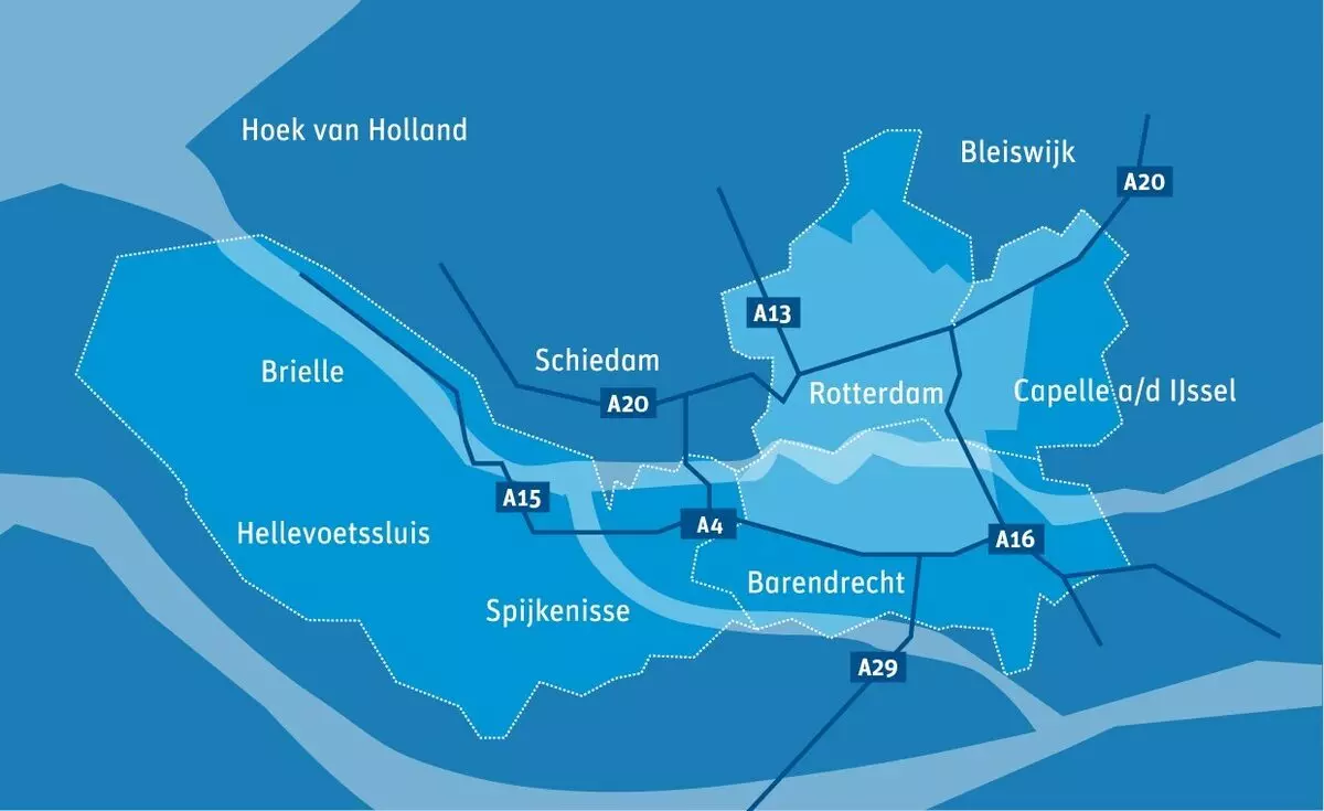 Werkgebied van Huisartsenposten Rijnmond.